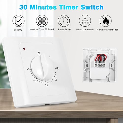 MAGT Interruttore Temporizzatore, AC 220V 30 Min Temporizzatore Presa Elettrica Interruttore Orario Timer Presa Elettrica Conto alla Rovescia - Honorern