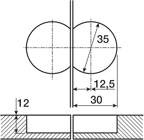 Cerniera nichelata per anta a ribalta MARKANT 11 foro 35-30 - Honorern