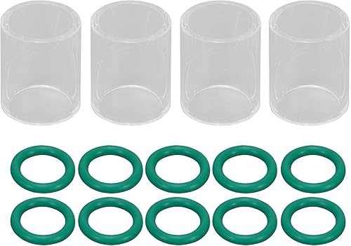 RIVERWELD Coppe TIG n. 10 in vetro Pyrex isolato (orifizio da 16,0 mm) con ugello in quarzo trasparente per risparmio gas per SR WP 9 17 18 20 25 26 Torcia di saldatura TIG 14 pezzi - Honorern