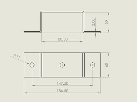 Fascetta per tubo rettangolare in 60 x 20, 60 x 30, 60 x 40, 70 x 40, 70 x 50, 80 x 40, 80 x 60, 100 x 40, zincata (70 x 50 mm) - Honorern