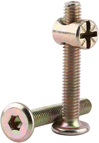 10 pezzi in acciaio al carbonio M6 viti a esagono incassato bulloni per mobili Presepe con dadi a barilotto Dado Dado di fissaggio del connettore(60mm) - Honorern