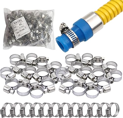 100pcs fascette stringitubo 13-19mm,regolabile tubi fascette inossidabile,fascette metalliche,morsetto a vite,per tubi Piscina, tubo meccanico,fascette Auto - Honorern