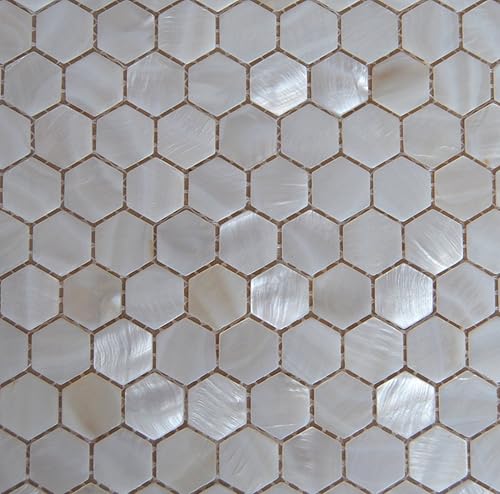 Madreperla mosaico piastrelle letto fiume natura perla shell mosaico esagono bianco - Honorern