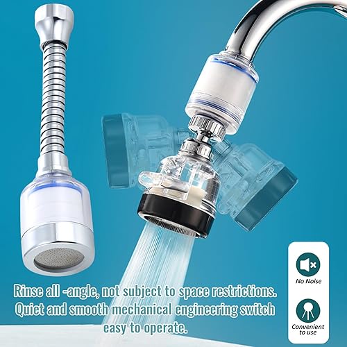 2 Pezzi Filtro Acqua Rubinetto, Filtro Anticalcare Rubinetto, Filtro Per Rubinetto, 360° Rotante Filtro Acqua Rubinetto con 4 Elemento Filtrante Sostituibile Per Lavello, Cucina, Bagno - Honorern