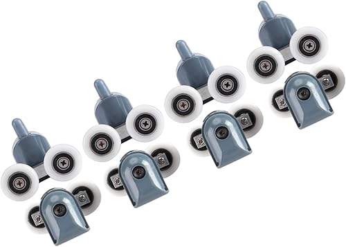 8Pcs Rulli per porta doccia Doccia Runners/Ruote/Pulegge/Guide Home Bagno fai da te Parti di ricambio (4 rulli superiori + 4 rulli inferiori + Vite + coperchietti)(Double wheel) - Honorern