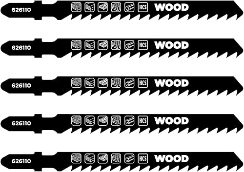 kwb 5x lame per seghetto alternativo per legno, extra grossolane, 100 mm (adatte per legno duro, legno tenero, pannelli di legno, plastica, acciaio al carbonio HCS, supporto per albero a T) - Honorern