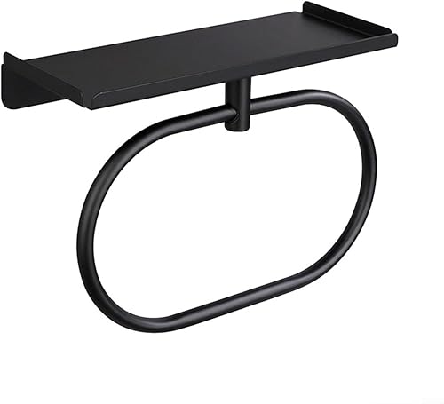 Portasciugamani senza foratura, anello per asciugamani in acciaio inox per bagno senza punzonatura scaffale ovale (argento) - Honorern