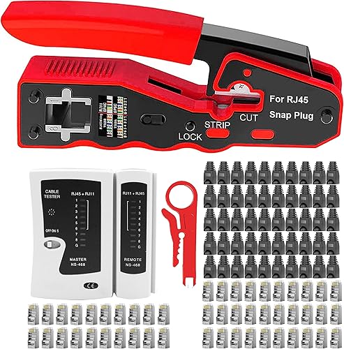 MAYLINE RJ45 Crimping Toolper Cavi di CAT7 Rete a Crimpare Crimpatrice per Strumenti Kit di Rete CAT5 CAT6, Telecomando modulare Pinze rete Cirmpatura per cavo di rete (Grigio) - Honorern