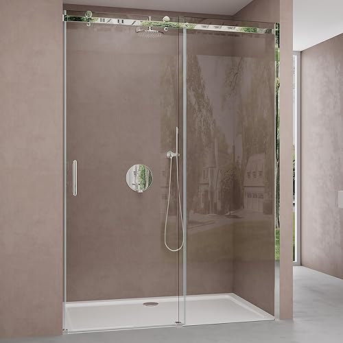 Porta Doccia Box Doccia a Nicchia Cabina Bagno 100x195cm Porta Scorrevole in Vetro 8mm Temperato Trasparente Anticalcare incl. Nano Rivestimento Teramo04 - Honorern