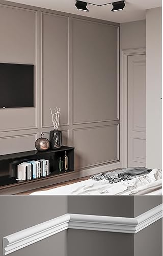 Cornice per parete Boiserie conf. da mt 10- profilo decorativo 3D in polimeri duri - verniciabili - Prezzo al mt 6,60- aste da 2mt (MD325) - Honorern