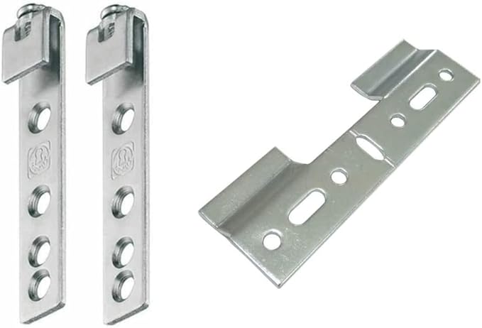 Evotrade KIT da 2 - COPPIA Attaccaglia Gancio REGOLABILE per Mobili PENSILI o Specchiere + piastrina staffa per fissaggio al muro - Honorern