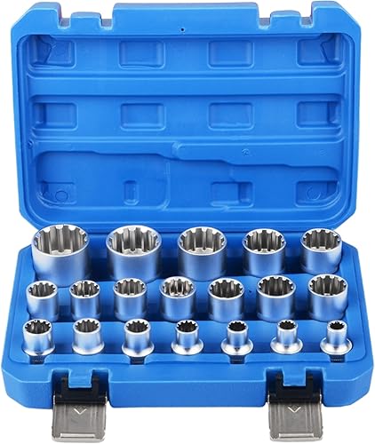 Set di chiavi a bussola, 19 pezzi, 1/2', XZN, 8-32 mm, dadi per spline a 6/12 - Honorern