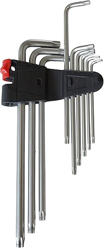 Masidef member of the würth group Chiavi a brugola in Acciaio Cromo Vanadio, Torx con foro centrale (Resistorx) - Confezione 9 pezzi - Honorern