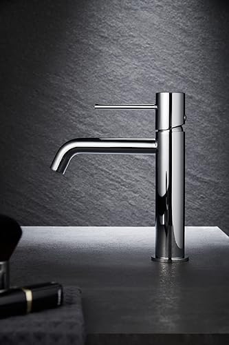 GALYON IMEX - Rubinetto monocomando per lavabo, serie Monza BDM039-1, finitura cromata, cartuccia ceramica Ø26 mm, Flexos 3/8' (cromato) - Honorern