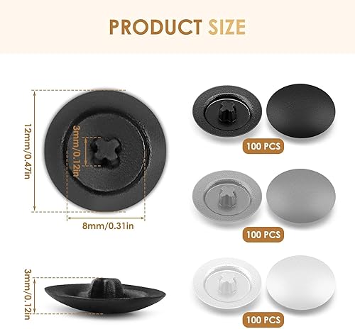 Tappi Coprivite 300Pezzi Coprivite in Plastica Tappi a Vite per Viti da 7-8 mm a Croce Copri Buchi Mobili Tappi di Copertura a Scatto per Armadi, Scrivanie, Mobil - Honorern