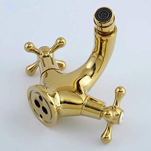 Rubinetto per bidet in oro Rubinetto per albero Rubinetto per bidet con doppio manico dorato Rubinetto per bidet in ottone antico Rubinetto per bagno Vita interessante - Honorern