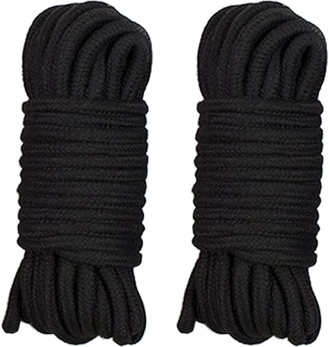 2 Pezzi Corda in Cotone Morbido, Nero Corda in Cotone Morbido, Corda di Cotone Spessa Nero, 10m, per Campeggio, Rimorchio di Guerra, All'aperto Giardino (Nero) - Honorern