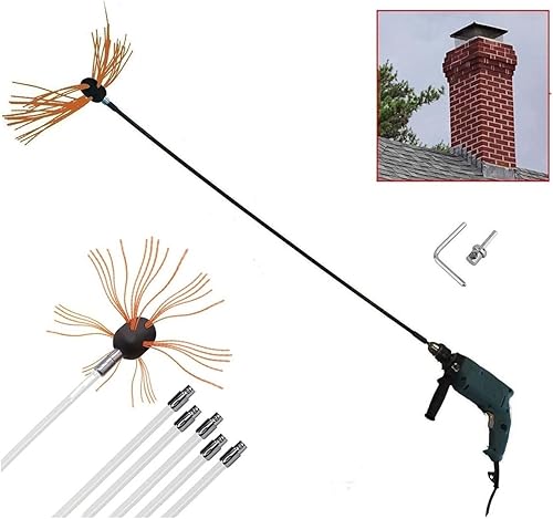 Set Spazzacamino, Spazzacamino Trapano Elettrico Kit Di Attrezzi Per Pulizia Rotante Con Asta 6 M, 8 M, 10 M, 12 M, Set Spazzacamino Spazzola Pulizia Camino Spazzola Pulizia Camino ( Color : Orange , - Honorern