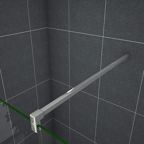 Barra Stabilizzatrice Cromo Lucido da 90 cm Sezione Quadrata Tagliabile per Box Doccia Walk in Parete Fissa Vetro da 6-10 mm - Honorern