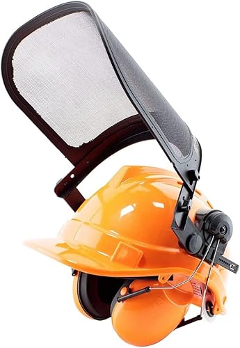 Maschera Visiera Protettiva, Protezione per Occhi Decespugliatore, Casco Protettivo con Cuffie Antirumore, Casco Protettivo La Zappa - Honorern