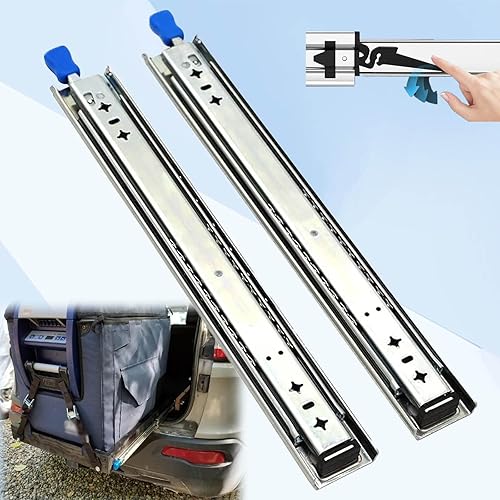 Guide per Cassetti Pesanti con Serratura 450 550 750 850 950 1100 1200 1500mm, Guide Scorrevoli Cassetti capacità di Carico Fino A 120kg, 3 Pieghe Guide A Cuscinetto A Sfera(Size:1000mm) - Honorern