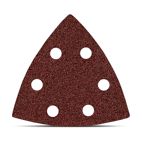 Triangoli Abrasivi Prio │ 50 pezzi │ 6 fori │ 93 x 93 x 93 mm │ grana 80 │ per levigatrici delta │ Fogli Abrasivi │ Abrasivi Triangolari │ Carta Abrasiva - Honorern