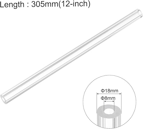 QUARKZMAN Tubo Rigido in Acrilico Trasparente 8mm Id x 18mm Od x 305mm Tubo Rotondo - Honorern