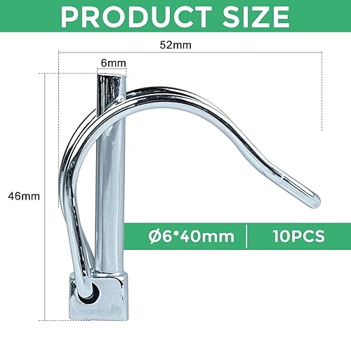 10 Pezzi Perno di Bloccaggio 4*40mm, Perni di Bloccaggio per Rimorchi, Perno di Bloccaggio di Tipo D, Acciaio al Carbonio Zincato - Honorern
