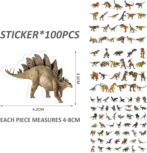 100 fogli di adesivi per dinosauri, adesivi per bambini, in vinile, regali di compleanno per ragazzi, adesivi per dinosauri, impermeabili per computer, skateboard - Honorern