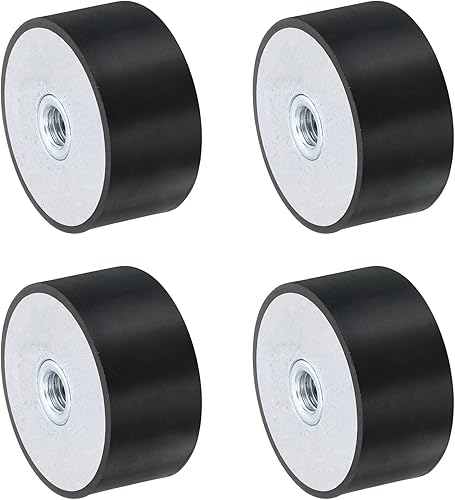 sourcing map 4 supporti in gomma femmina con filettatura M6 da 25 x 25 mm, isolatori di vibrazione, sostituiscono cuscinetti antivibrazioni, blocco base piatto silenzioso - Honorern