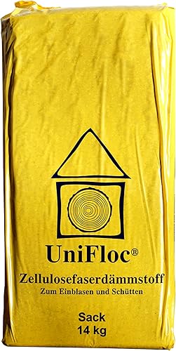 Isolamento in cellulosa come versamento del pavimento, 21 sacchi da 296 kg, lambda D = 0,038 W/m2K, 2,5-3 sacchi per 1 m3 (1000 l) - Honorern