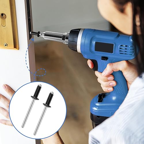 200 Pezzi Rivetti Alluminio, 4 mm X 10 mm Rivetti Ciechi Alluminio, Rivetti Alluminio Neri Rivette Lunghe, Rivetti a Strappo in Alluminio per Edifici, Navi, Auto e Mobili - Honorern