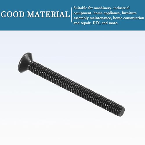 M3 x 30mm Esagonale Incassato Piatto Testa Svasata Viti x 50pz 10.9 Carbonio Acciaio Presa Testa Cappuccio Viti Bulloni per Macchine e Mobili, [Nero] - Honorern
