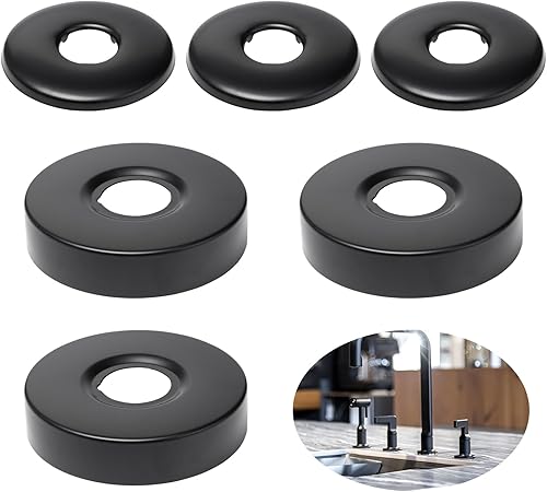 6 Pezzi Rosette Rubinetto Nero Ø21 mm/25 mm Rosetta Copritubo Doccia Acciaio Inox Copri Tubi Termosifoni Rosetta Copritubo Muro per Rubinetti Doccia, Rubinetti, Valvola Angolare(63x6, 80x18) - Honorern