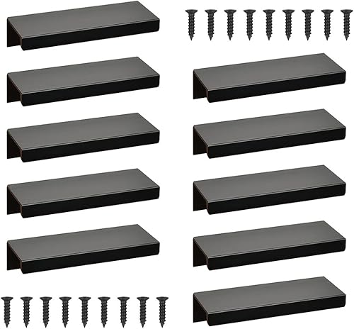 Maniglie nascoste per armadi in lega di alluminio, 10 pezzi, 80 mm, maniglie per mobili da cucina, maniglie per porte, cassetti, maniglie per cassetti, colore nero, maniglie per armadi, patio - Honorern