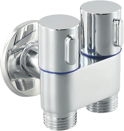 Valvola di controllo doppia G1/2 1-In-2-Out, doppio rubinetto di controllo a doppia maniglia per bagno bidet e doccia, rubinetti lavatrice rubinetto a parete - Honorern