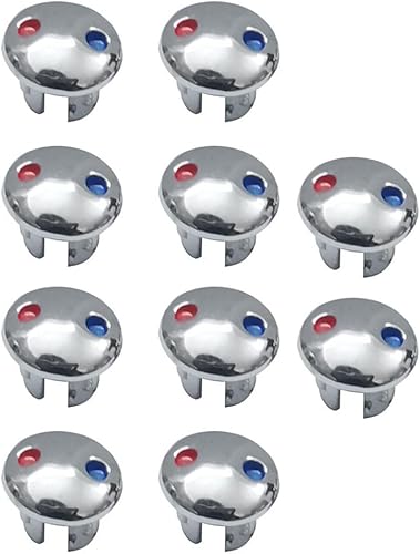 10 maniglie per rubinetto, per acqua calda e fredda, con etichette rosse e blu, indicatori di temperatura, indicatori di temperatura (argento) - Honorern