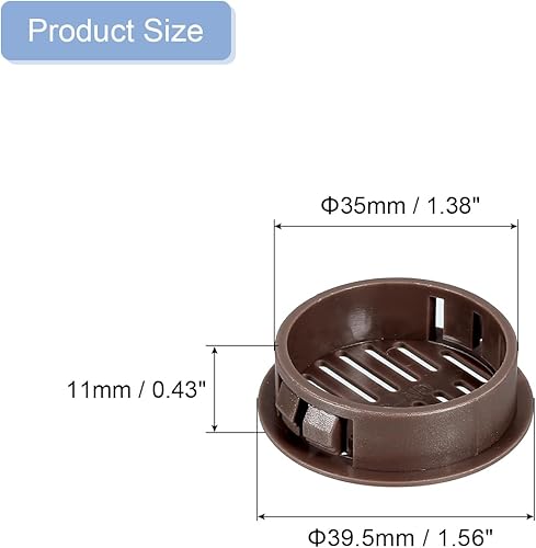 12pz 35mm/1,38' Griglie Aerazione Circolari per Soffitto, Copertura Ventola Soffitto Plastica, Griglia Rotonda Fori Maglie per Bagno Cucina Armadio Guardaroba, Marrone Scuro - Honorern