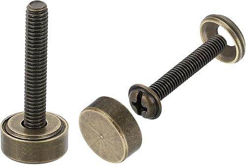4Pz Viti Decorative in Ottone con Tappi, Viti per Specchi da 12 Mm Chiodi per Copri Tappi, Elementi di Fissaggio per Mobili a Specchio Decorativi, Colore Bronzo - Honorern