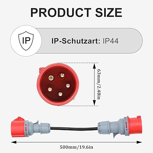 Adattatore cee da 32 a 16 A, cavo di alimentazione 16 A, 415 V, 5 x 2,5 mm² - Honorern