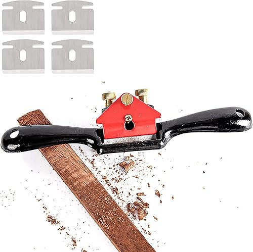 9 Pollici Pialla a coda regolabile, Pialla di Legno Lama Piana,Manuale Pialla Strumento Mano Spokeshave Regolabile Con 4 lame - Honorern