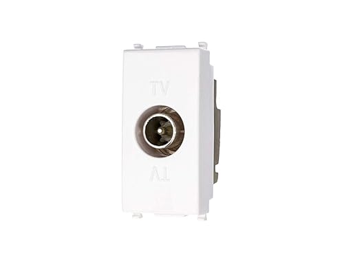 Presa TV Passante Connettore Maschio,Colore Bianco, Compatibile Con Vimar Plana - Honorern