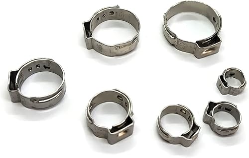 ALLNICE - Fascette per tubo a orecchio singolo, in acciaio inox 304, regolabili, set assortito per applicazioni idrauliche e di approvvigionamento idrico - Honorern