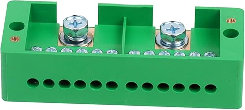 Morsettiera di Distribuzione Dell'alimentazione 2 in 4/6/8/12 Connettore a Filo Morsettiera Universale Facile Da Installare Morsettiera per Scatola di, 2 in 12 verde - Honorern