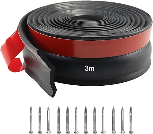 Guarnizione universale per porta del garage, 10 m, striscia di guarnizione in gomma multiuso, per la porta del garage, paraspifferi per garage, con chiodi - Honorern
