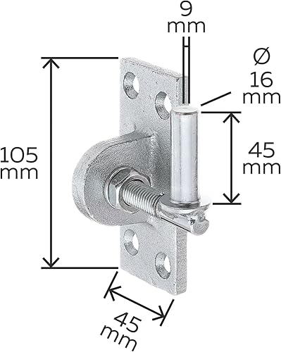 GAH-ALBERTS 318246 Cardine da avvitare, regolabile di 20 mm, zincato giallo, entrata Ø16 mm, piastra 105 x 45 mm - Honorern