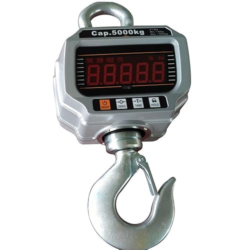 Bilancia professionale per gru a trazione, in acciaio inox, con batteria, elettronica, digitale, pesante, pesante, scala Hnwaage Crane + telecomando LED 5T/5000 kg - Honorern