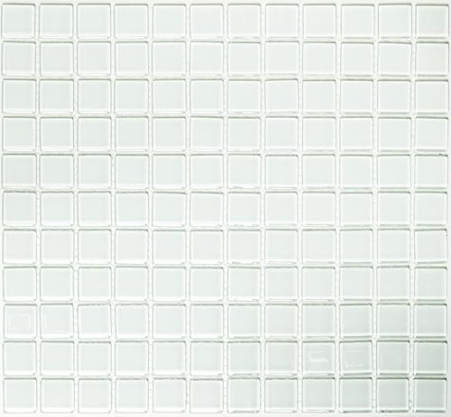 mosaico piastrelle di rete parete Crystal Uni Bianco Mosaico di vetro traslucido trasparente 3d parete quadrato cucina bagno WC - Honorern