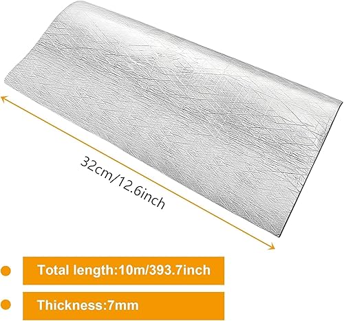 Pannello Isolante Autoadesivo in Alluminio e Gomma, 7 mm, per Loft, Pavimento, Parete, 32 cm x 10 m - Honorern