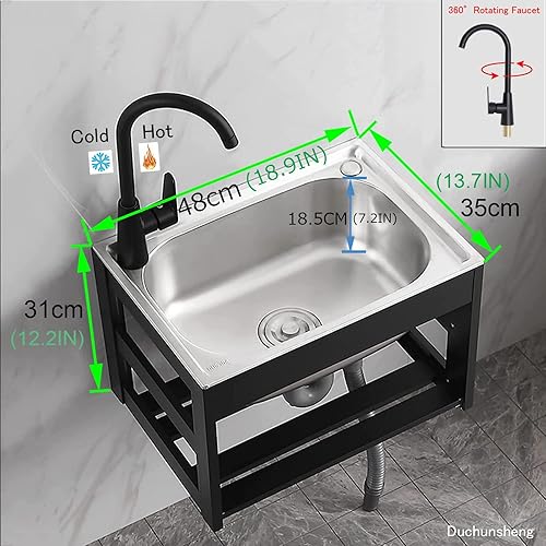 Lavello Da Esterno Lavello Da Cucina, Lavabo Professionale Sospeso A Paretecon Filtro E Rubinetto, Antiruggine E Resistente All'usura, Per Garage Ristorante Cucina Lavanderia, Lavabo Esterno - Honorern